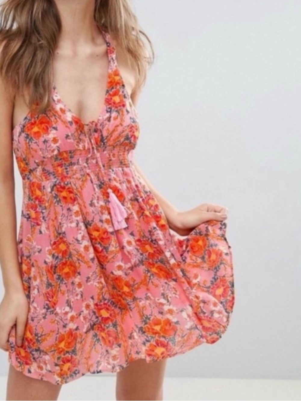 Free People Washed Ashore Mini Dress in Pink Color!